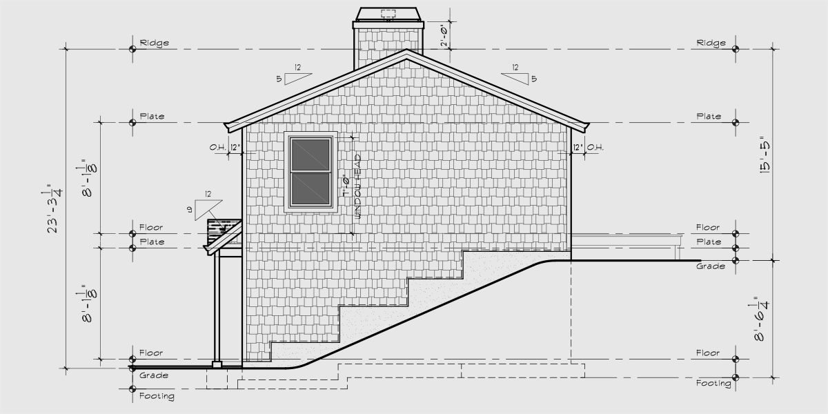 House front drawing elevation view for 9903 Small Beach cabin home plan