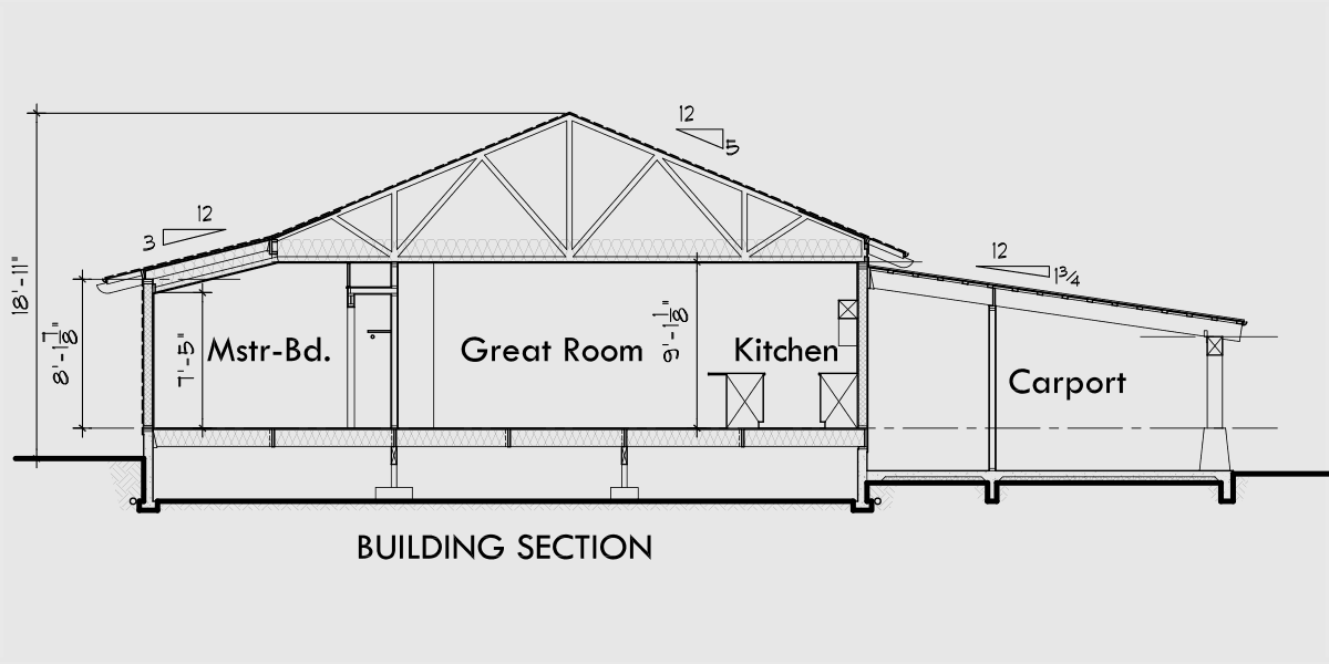 Additional Info for Single Level House Plan features Open Living Area,
Structural Insulated Panels (SIPs) wall construction