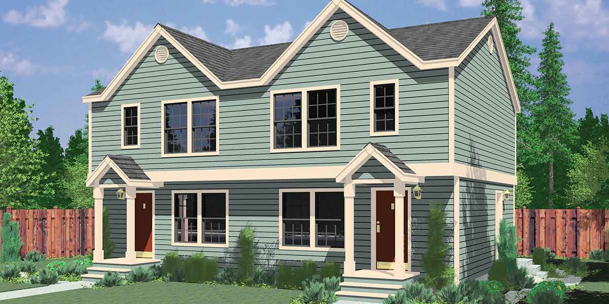 D-553 Duplex house plans, small duplex house plans, duplex house plans with basement, D-553