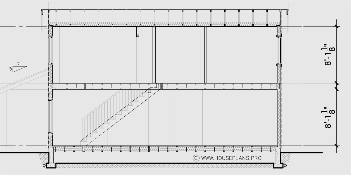 House rear elevation view for 10124 Narrow lot house plans, 2 bedroom house plans, 2 story house plans, small house plans, 1flr, 10124b