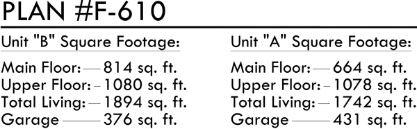 Additional Info for Luxury townhouse plan with 2 car garage F-610