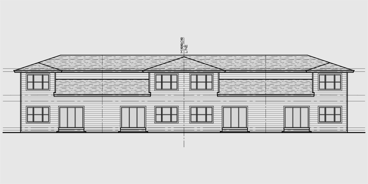 House rear elevation view for F-636 5 bedroom 5 and one half bathroom student living F-636