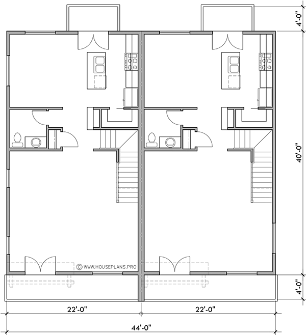 Main Floor Plan 2 for D-729 Luxury duplex house plan with bonus studio