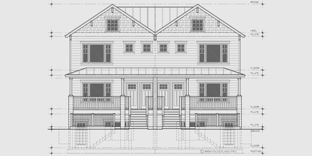 House side elevation view for S-765 Three stacked units side by side for six total S-765