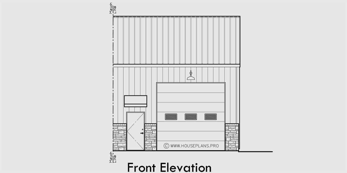 House side elevation view for N-777 Condo shop storage units townhouse garage N-777