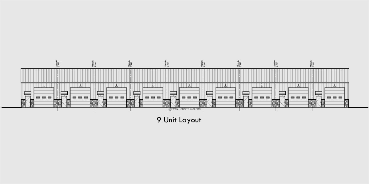 House front drawing elevation view for N-777 Condo shop storage units townhouse garage N-777