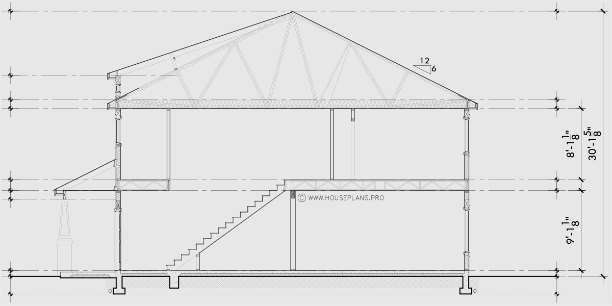 House rear elevation view for D-786 4 bedroom master on the main floor duplex house plan